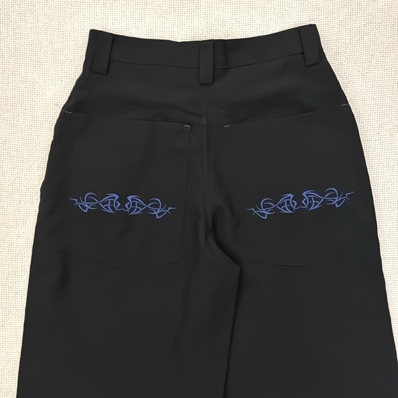 Vintage R2 Player Pants with Blue Embroidered Tribal Graphics - Picture 2 of 14